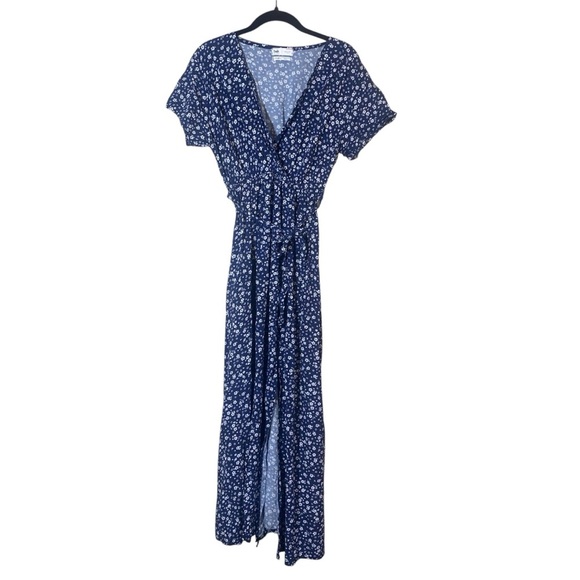 100% Ecovero Viscose by Twik Blue Wrap Maxi Dress with Cowl Neck - Picture 3 of 8